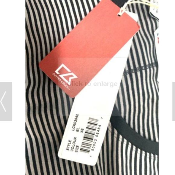 Cutter & Buck Women's Jersey T-Shirt XL Crew Knit Strip Top Black Stretch Sleeve - Picture 3 of 4